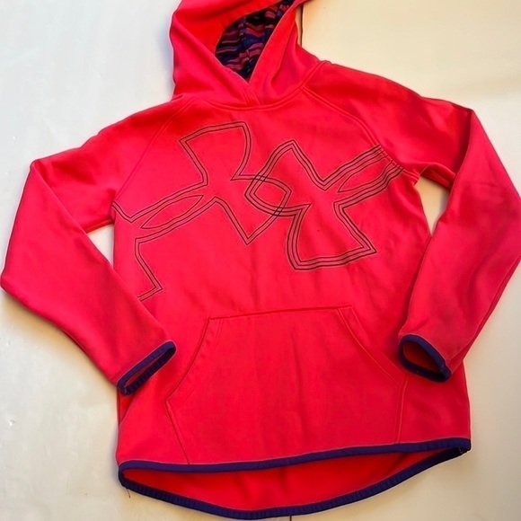 Under Armour Girl’s Pullover Coldgear Hoodie Kangaroo Pocket size Medium - Picture 7 of 7